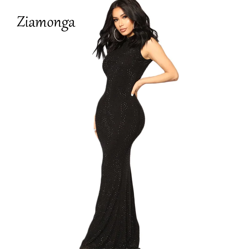 Ziamonga 2019 Vestidos Сексуальная блестками без рукавов трубы высокое средства ухода за