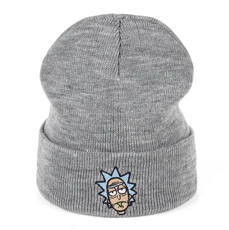 Rick and marty, зимние вязаные шапки, Rick Beanie, уличная, лыжная, вязаная шапка, Skullies, американское аниме, хлопок, Pickle Rick, Get Schwifty - Цвет: Rick Gray