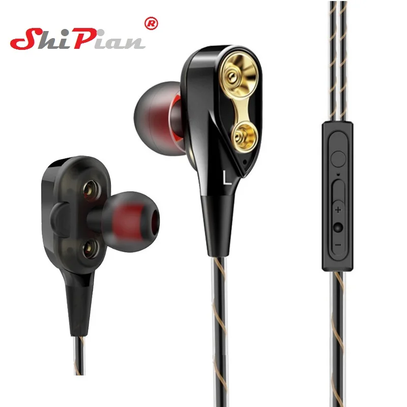 3.5mm Music Dual Drive Stereo Earphone In-Ear Headset Earbuds Bass Earphones for Huawei Honor 7A 7C 8C 7X 8X With Mic | Электроника