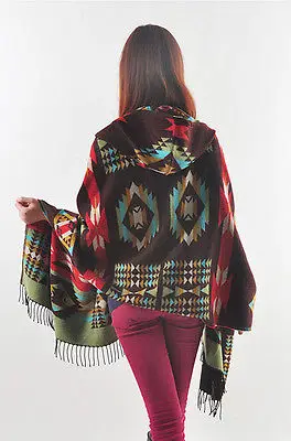 Сексуальное Женское пальто с капюшоном принтом накидка пончо платок шарф