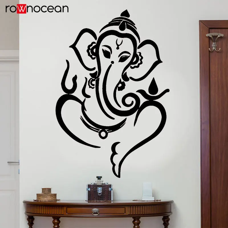 Ganesha Elephant God Hindu Hinduism Wall Stickers Vinyl Art Home Decor For Living Room Bedroom Removable Interior Murals YD09