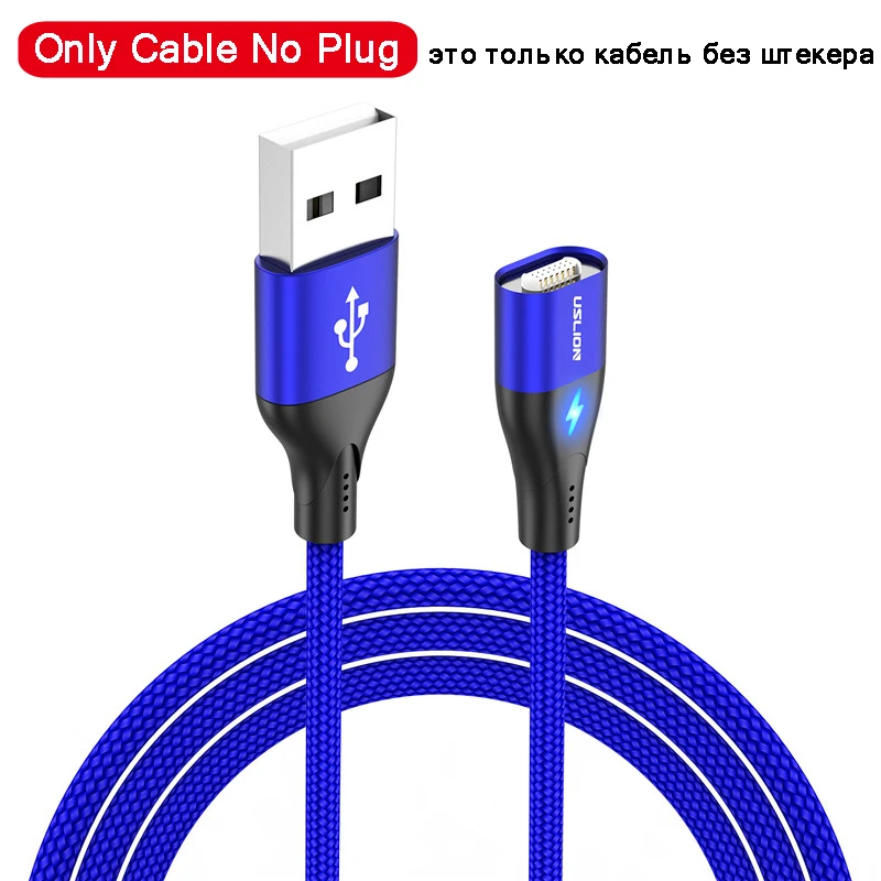 Only Blue Cable Магнитный кабель для быстрой зарядки USLION 1 м Micro usb type C для iPhone samsung Xiaomi 3A Micro usb type-C Магнитный кабель для зарядки и передачи данных - Цвет: Only Blue Cable