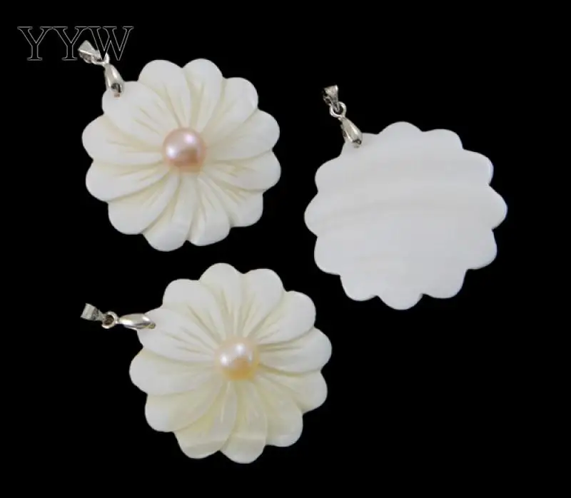 _ 1 шт. подвески из натурального пресноводного жемчуга с белой ракушкой