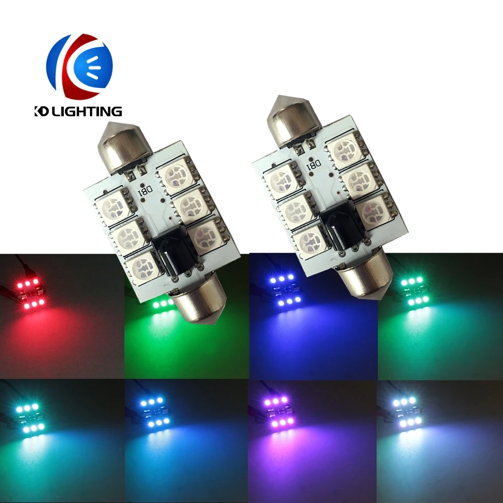 KD 2 шт. C5W RGB 5050 12SMD Автомобильный светодиодный пульт дистанционного управления Rgb