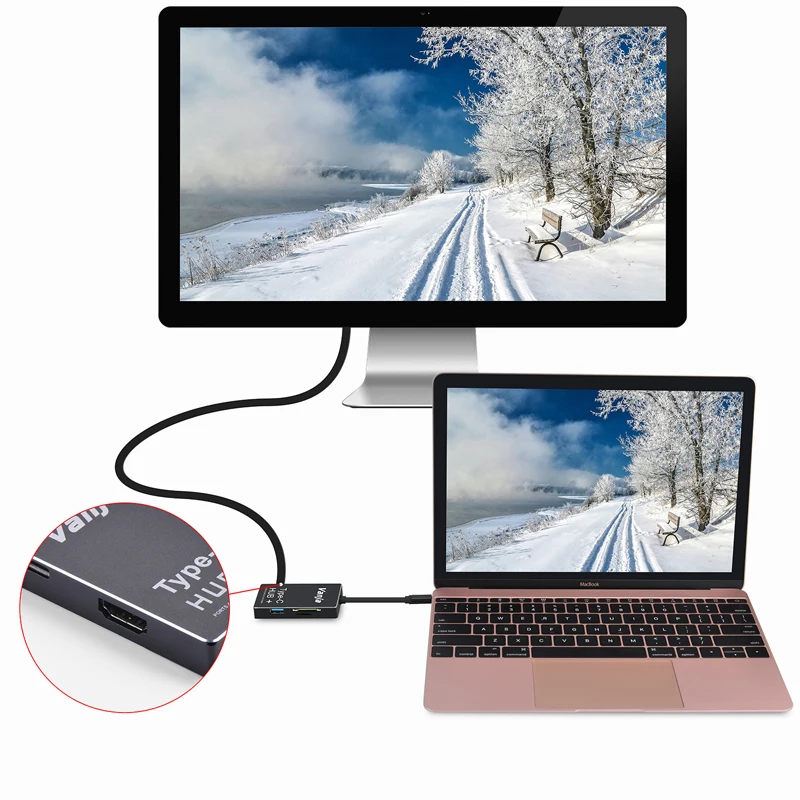 Адаптер KEMBONA USB Type C Hub с выходом 4K HDMI HD 2 порта 3 0 слотами для SD и Micro карт зарядный