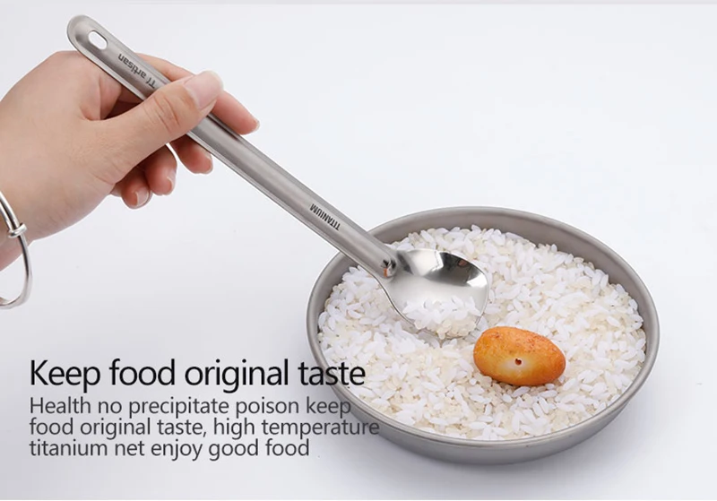 Tiartisan Titanium Long Handle Spoon Outdoor Portable Dinner Spoon Camping Picnic Cutlery Outdoor Traveling Tableware Ta8119
