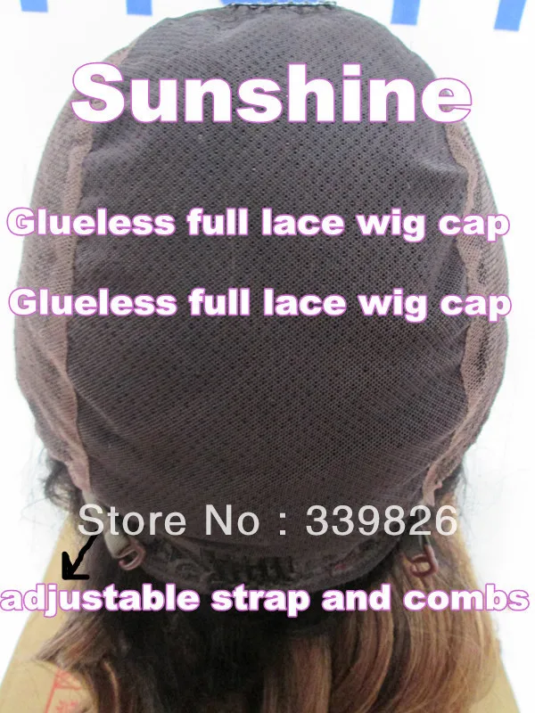 22&quot two tone ombre color #1B/613silky straight glueless full lace virgin brazilian blonde human hair wig Free shipping |