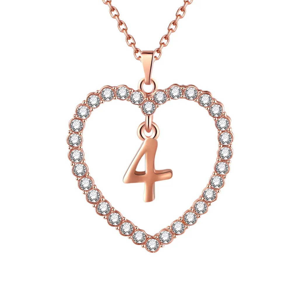 Women necklaces jewellery Lucky Number chokers for women 0-9 Zircon Love Heart wholesale jewelry statement 0517 | Украшения и