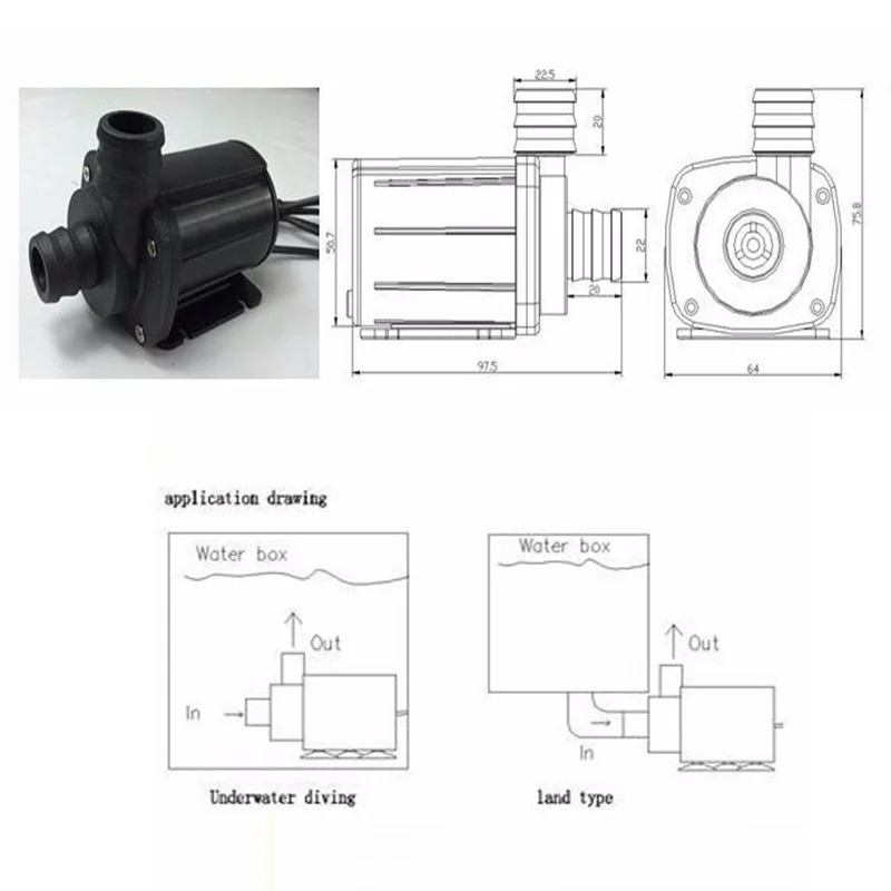 Bringsmart SR-1000A 12 В водяной насос 1100-2000L/ч 2,1-5 м 24 В DC мини Бесщеточный Micro Booster насос для погружные фонтан