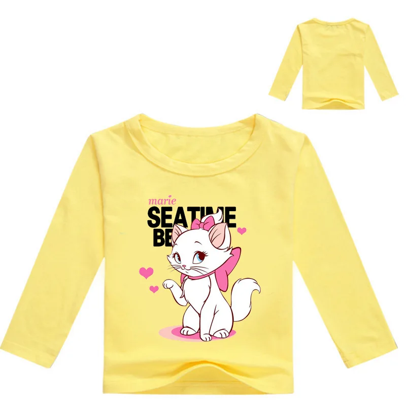 От 2 до 12 лет Marie Aristocats Cat летняя одежда с короткими рукавами детская игровая футболка топы для девочек с героями мультфильмов, футболки для маленьких мальчиков и девочек - Цвет: Model 9