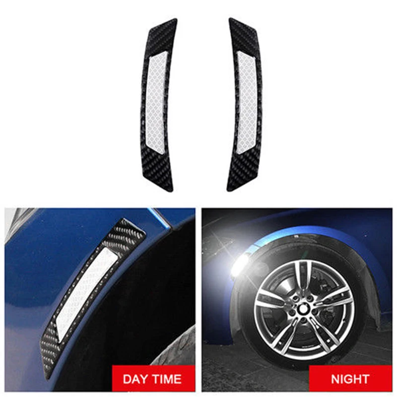 2 шт углеродного волокна безопасности Светоотражающая полоса автомобиля