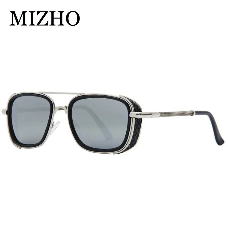 MIZHO минус отражающие эффекты черные очки унисекс солнцезащитные очки женские стимпанк дизайнерские панк Солнцезащитные очки мужские круглые зеркальные
