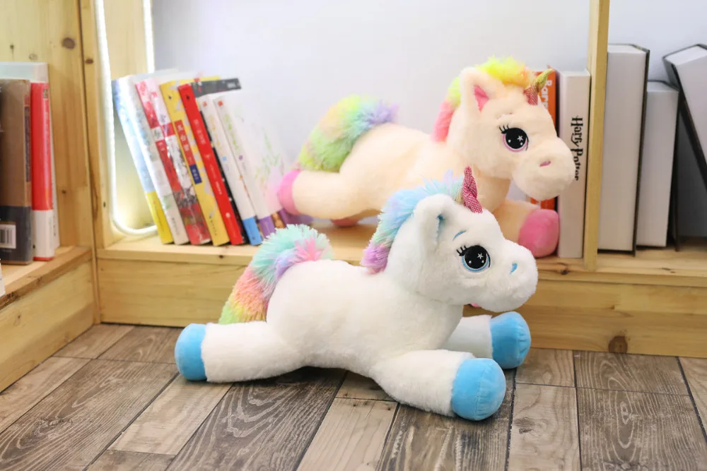 40 см 60 см 80 см Радужный Единорог плюшевые игрушки Kawaii детские мягкие игрушки Мультяшные животные детские куклы подарок на Рождество и день рождения