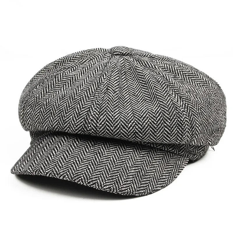 light gray Винтажный стиль Мужская панель твид Newsboy шапки облегающая шляпа для вождения хаки серый - Цвет: light gray