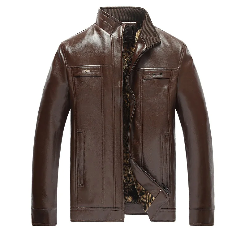 Winter Warm Men's Leather Jacket PU Men Motorcycle Thicken Coat Fashion Clothes Black Brown | Мужская одежда