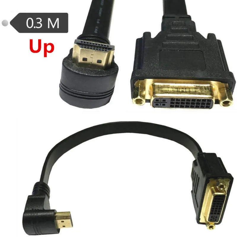 Кабель HDMI штекер гнездо DVI Женский фотокабель 24 + 5 видео плоский вверх и вниз