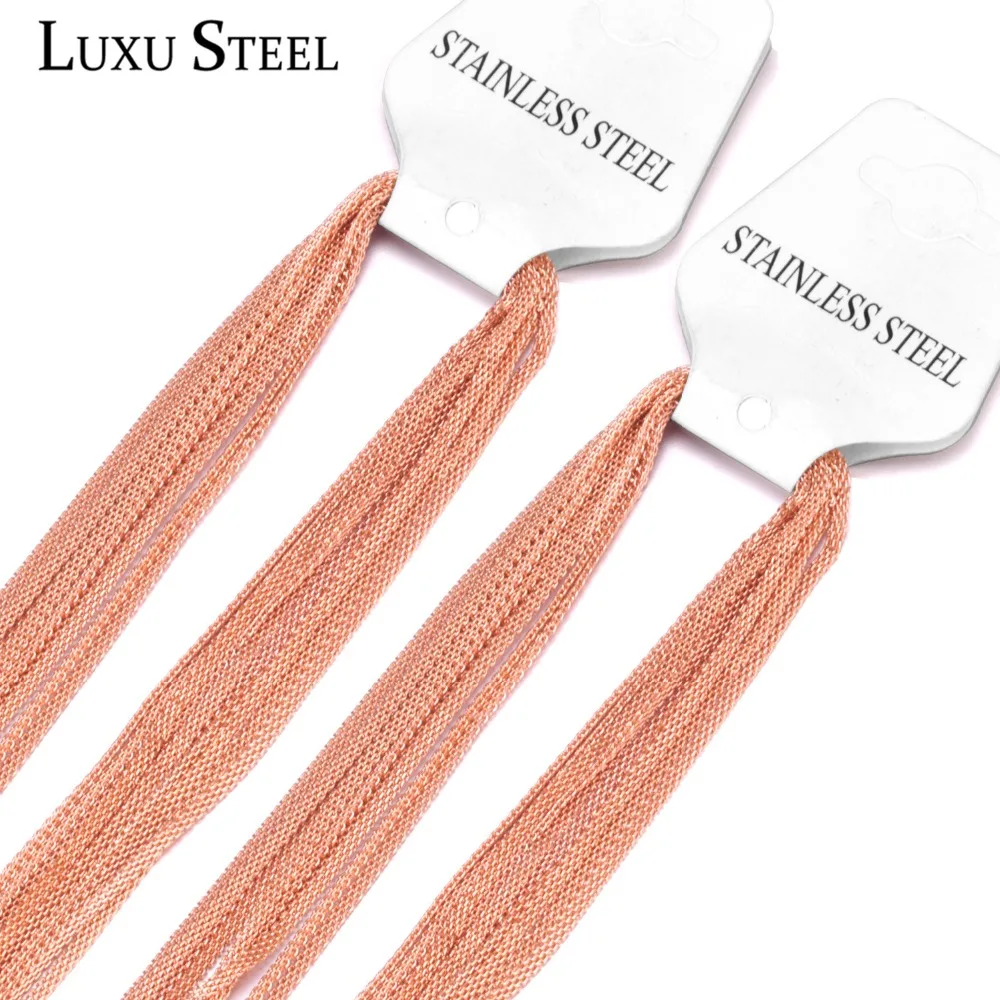 

LUXUSTEEL черный/розовое золото цепь ожерелья из нержавеющей стали ширина 2 мм длина 45/50/см модное колье ожерелье для женщин/мужчин