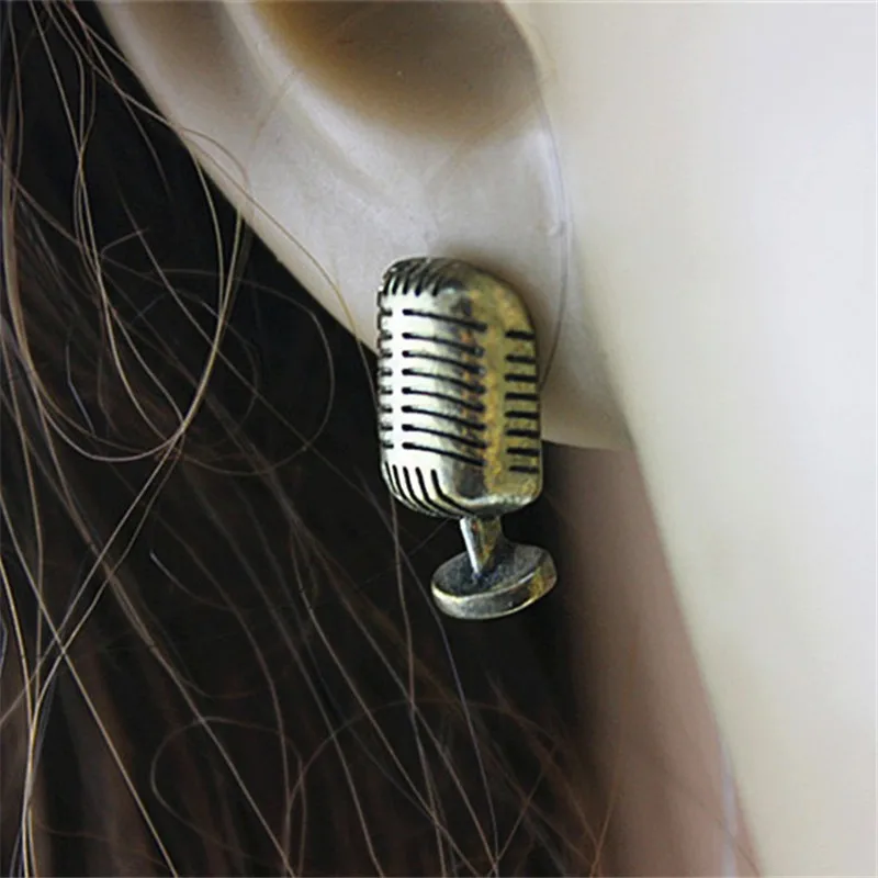 2015 бесплатная доставка модные серьги-гвоздики в стиле ретро с микрофоном |