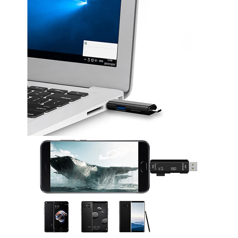 3 в 1 type-C кард-ридер Micro usb type-C флэш-накопитель адаптер разъем Высокоскоростной TF кард-ридер белый черный