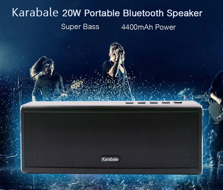 Karabale, портативный Bluetooth динамик, caixa de som, супер бас, 4400 мА/ч, внешний аккумулятор, настольный, автомобильный, HIFI динамик, бумбокс, Handfree MIC