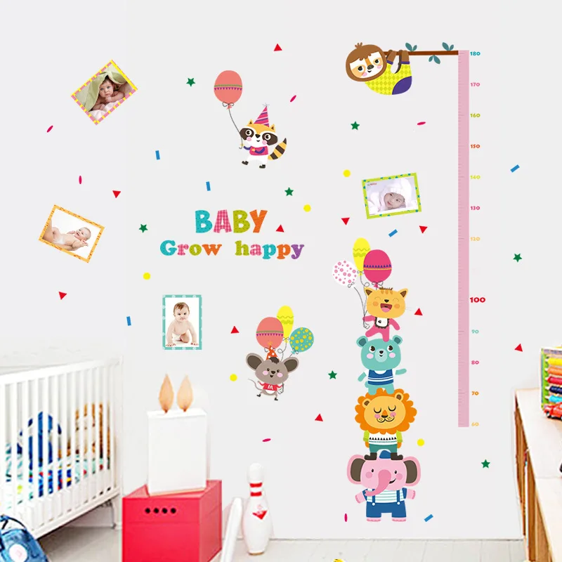 [Fundecoration] Стикеры для измерения высоты с изображением животных из мультфильма