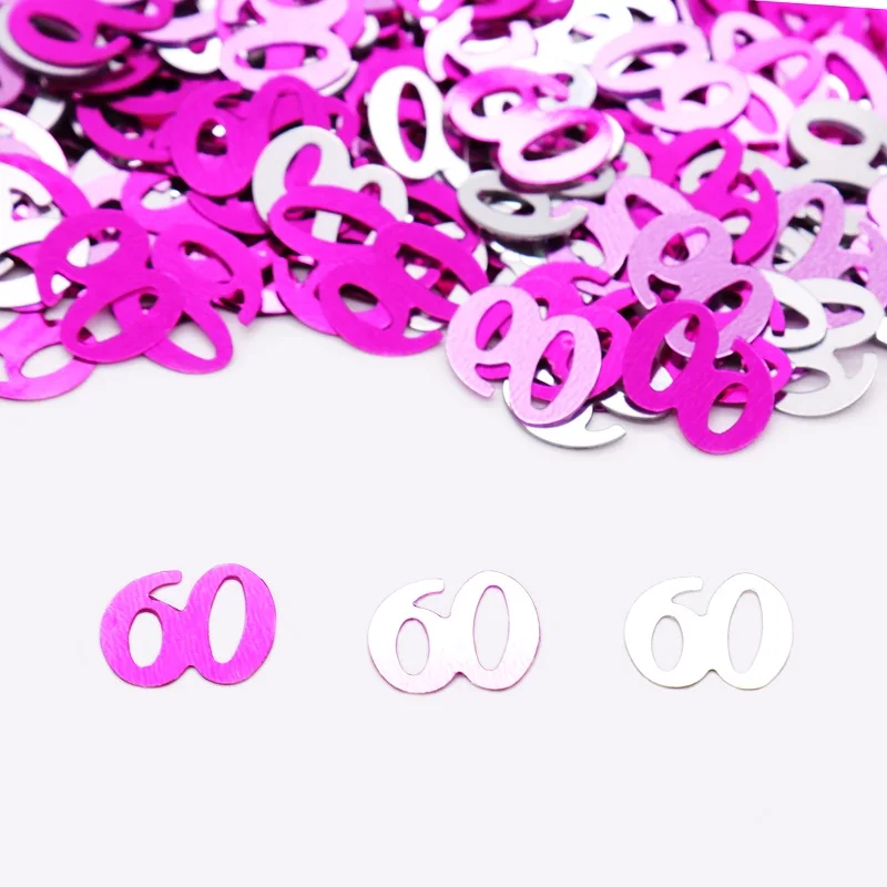 pink 60th 15 г День рождения номер 13, 16, 18, 20, 21, 30, 40, 50, 60, 70, 80 металлический посыпать конфетти стол разброс для дня рождения Свадебная вечеринка Декор - Цвет: pink 60th