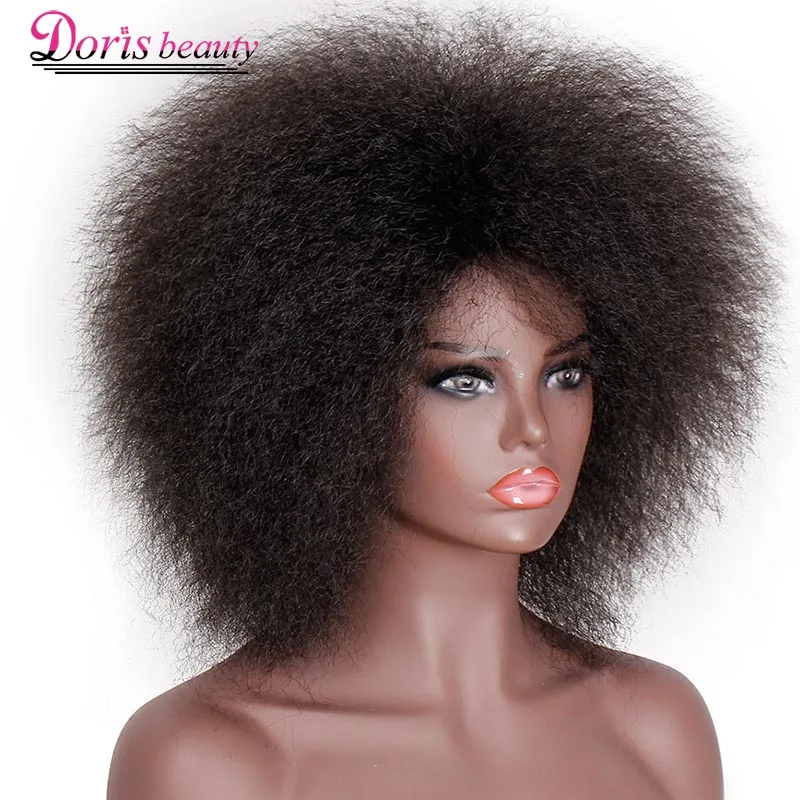 Doris beauty афро парик для женщин Африканский темно-коричневый черный красный цвет яки прямой короткий парик Синтетический Косплей волос