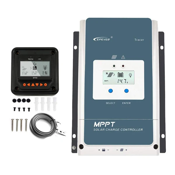with MT50 EPever 50A MPPT Контроллер заряда 48 В/36 В/24 В/12 В Макс. 150 в 2500 Вт Входное отрицательное основание подходит AGM герметичный гель затопленный аккумулятор lcd - Цвет: with MT50
