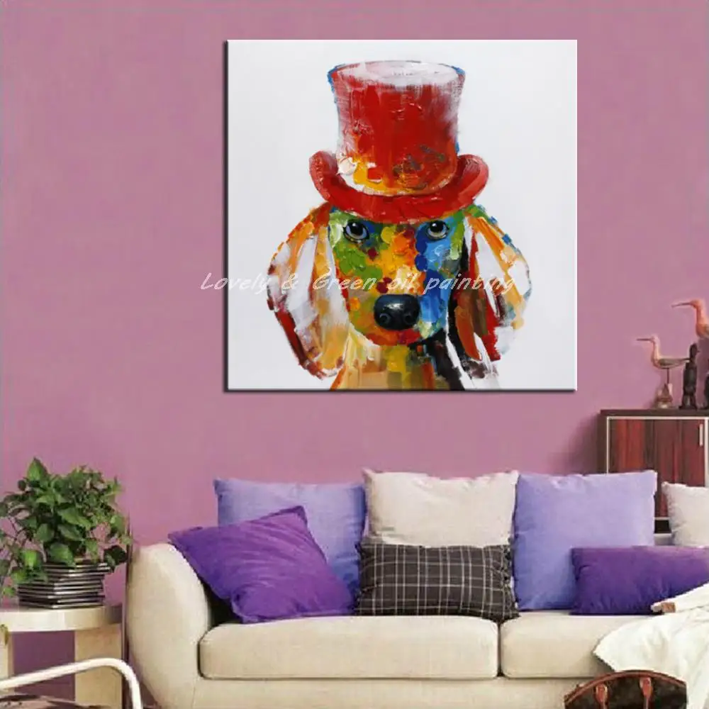 Ручная роспись современная абстрактная собака картина маслом на холсте поп арт