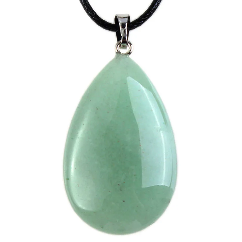 Green Aventurine Трендовые бусины простой стиль посеребренные рок кристалл капли воды кулон для рождества опал ювелирные изделия - Окраска металла: Green Aventurine