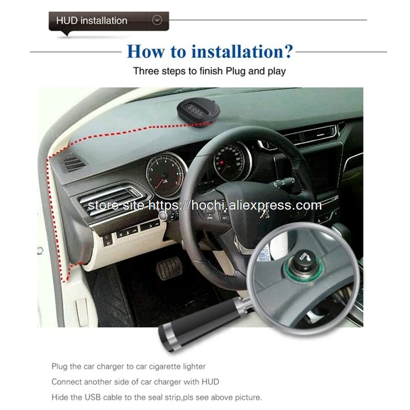 Multi-function Car HUD Automotive Head Up Display System Speeding Warning Digital Auto Speedometer Overspeed Alarm | Автомобили и