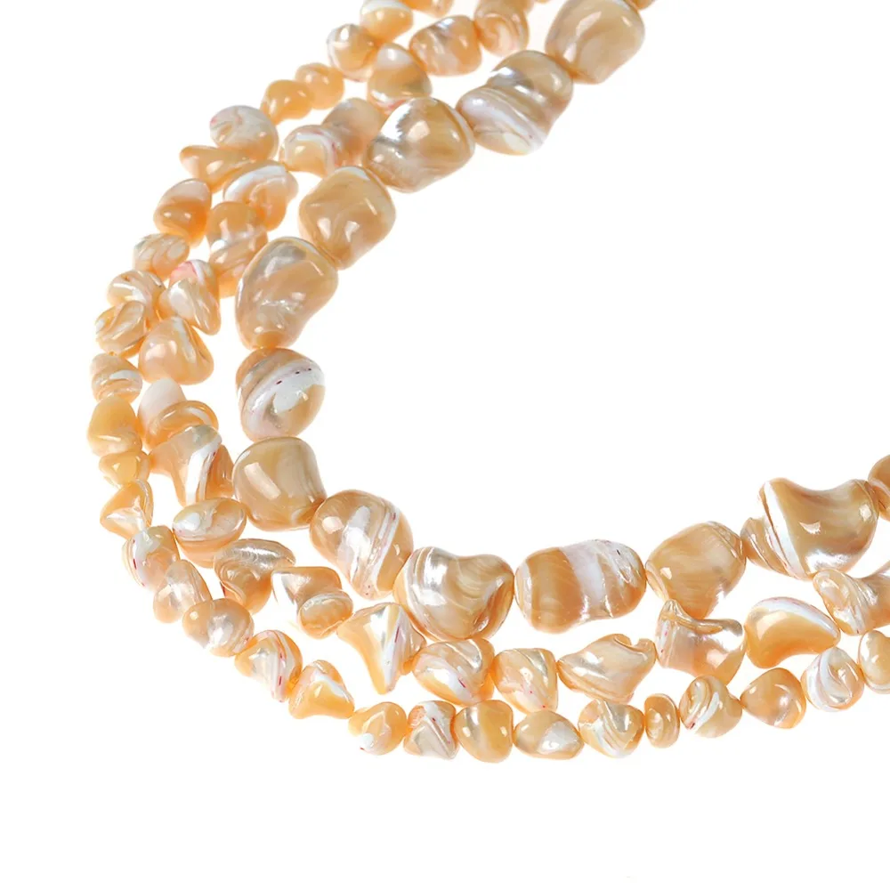 Бусины из натурального камня с золотым трохусом Необычные в форме раковины для