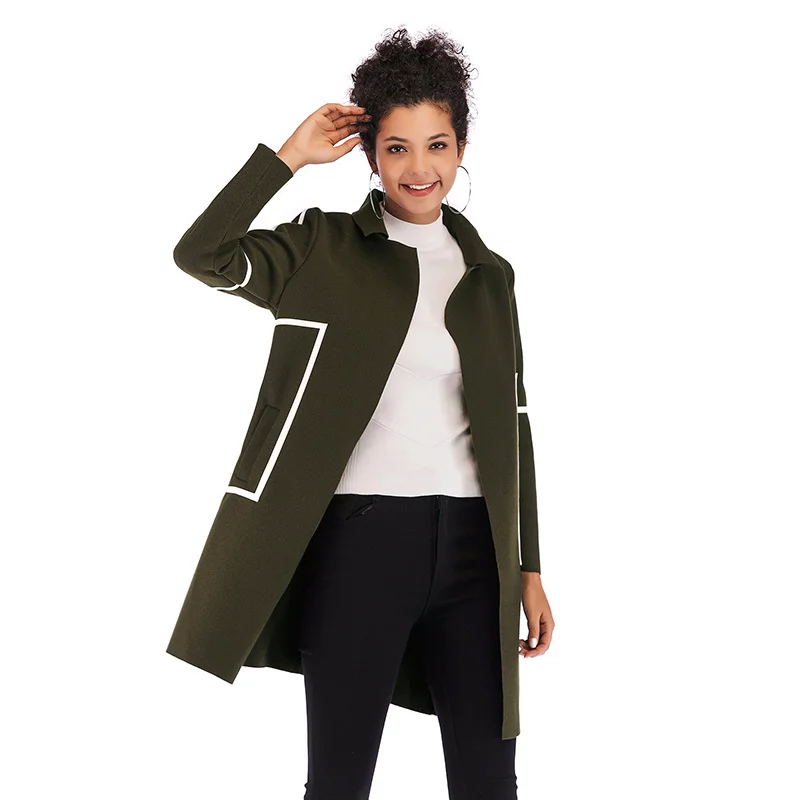 Женские пальто зимние свободные утепленные отложной воротник карман с длинным