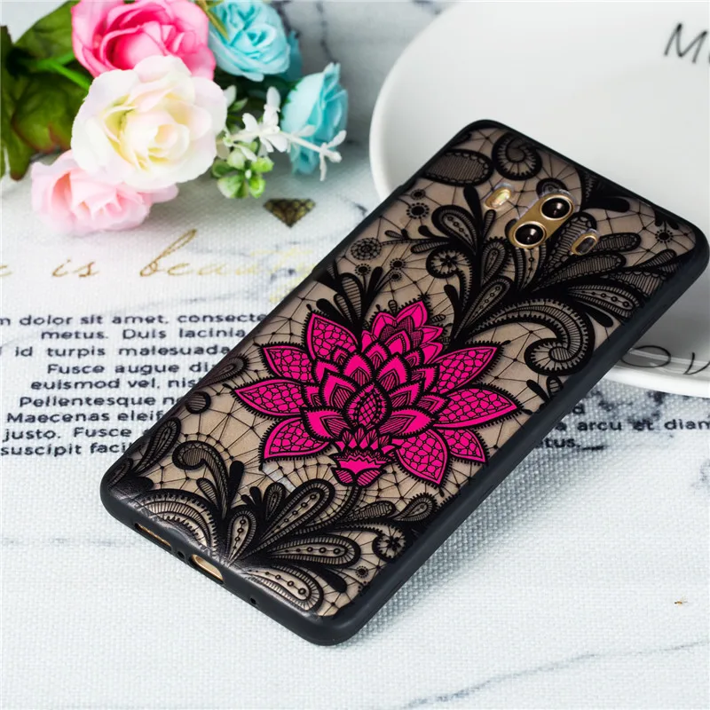 Чехол для Huawei Mate 10 чехол TPU + PC кружевной с цветком розы телефона Funda Bumper |