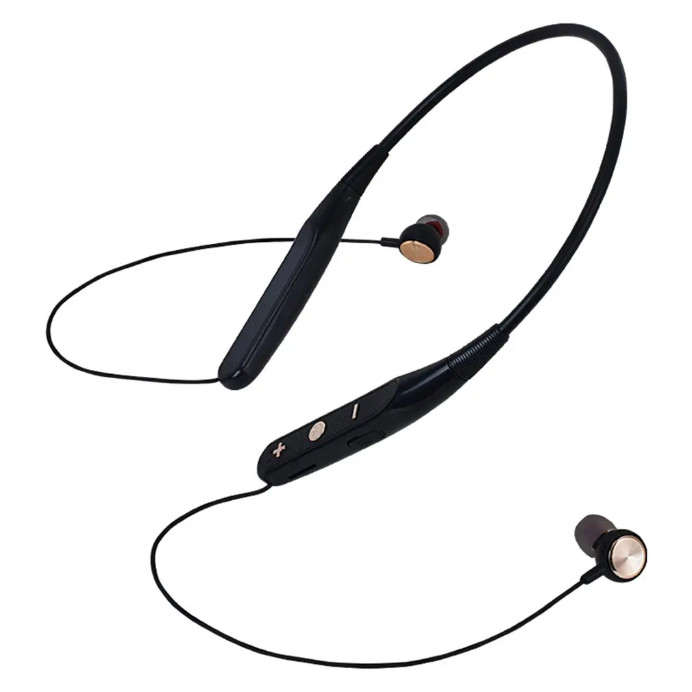 Золотой Беспроводные Bluetooth наушники, висящие на шее, свободные руки, спортивные наушники с шумоподавлением, стерео Магнитная гарнитура с микрофоном - Цвет: Золотой