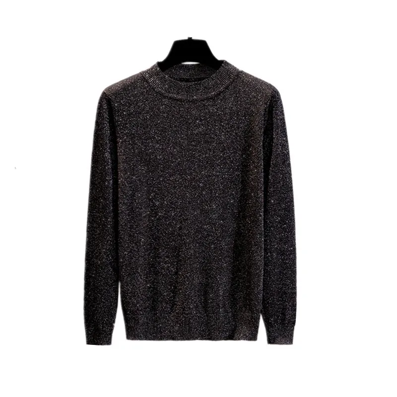 Wixra Winter Spring O Neck Sweater Women Pullover Knit Slim Shiny Basic Sweaters Womens Solid Jumpers For | Женская одежда
