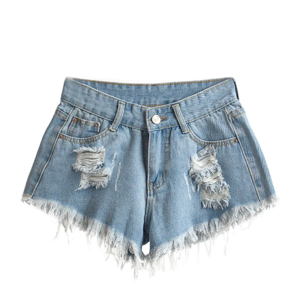 Summer Style Women Ripped Hole Denim Sexy Hot Female High Waist Mini Short Jeans Lady Bottoms Plus Size short mujer ED