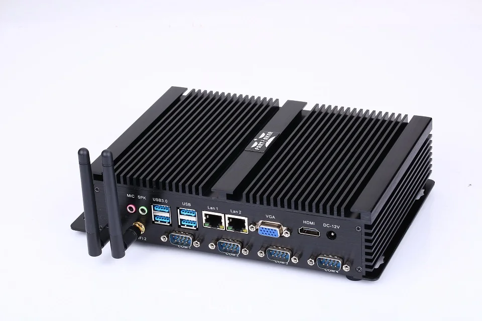 Verkauf Lüfterlose Mini-pc Industrie-pc Mit USB 3.0 Dual Gigabit Lan 4 COM HDMI Intel Celeron C1037U Core I5 3317U Windows 10 Linux