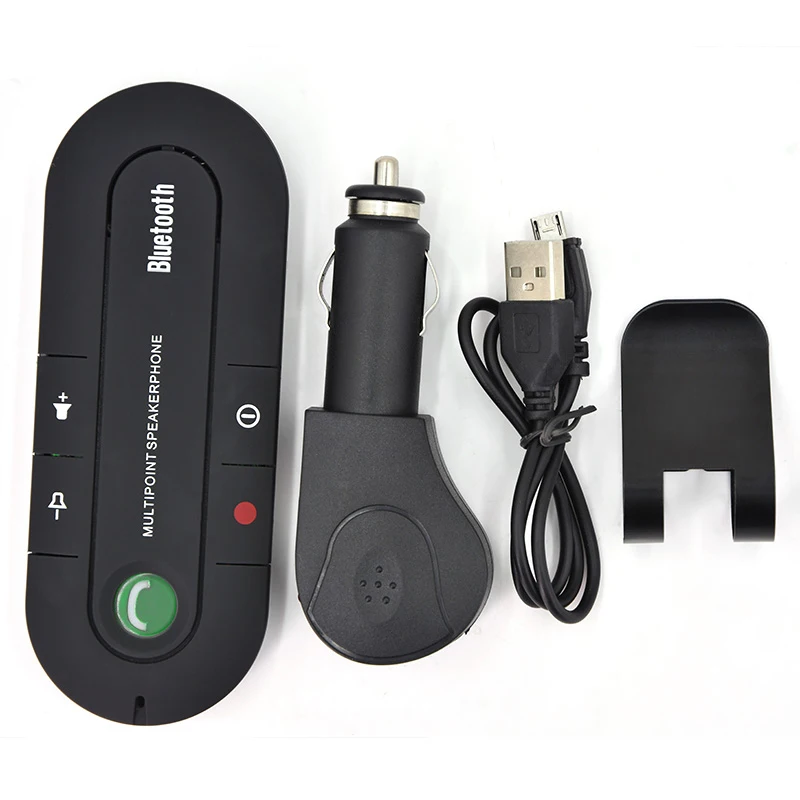 50 шт./лот, солнцезащитный козырек, Bluetooth, динамик, телефон, MP3, музыкальный плеер, беспроводная гарнитура, автомобильный комплект, Bluetooth приемник, динамик, автомобильное зарядное устройство