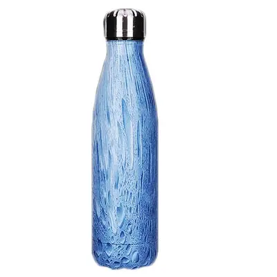 Water droplet blue 25 цветов, термосы из нержавеющей стали, термосы, офисные чашки, термосы для холодной воды, для спорта на открытом воздухе, туризма, бега, бутылка 500 мл - Цвет: Water droplet blue