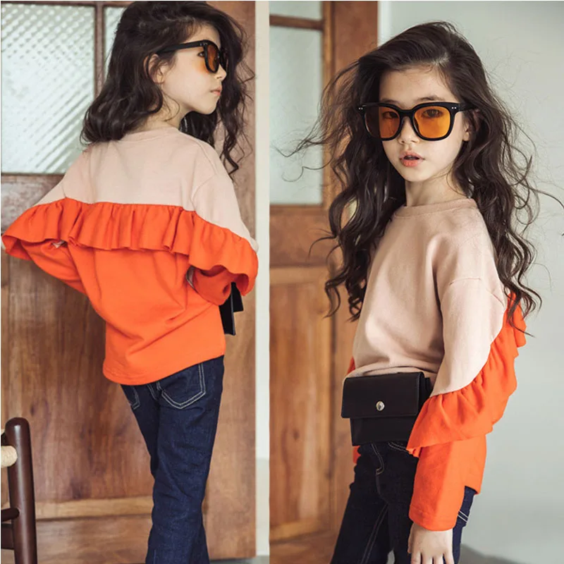 Детская Хлопковая футболка с длинным рукавом на возраст 5 12 лет|Тройники| |