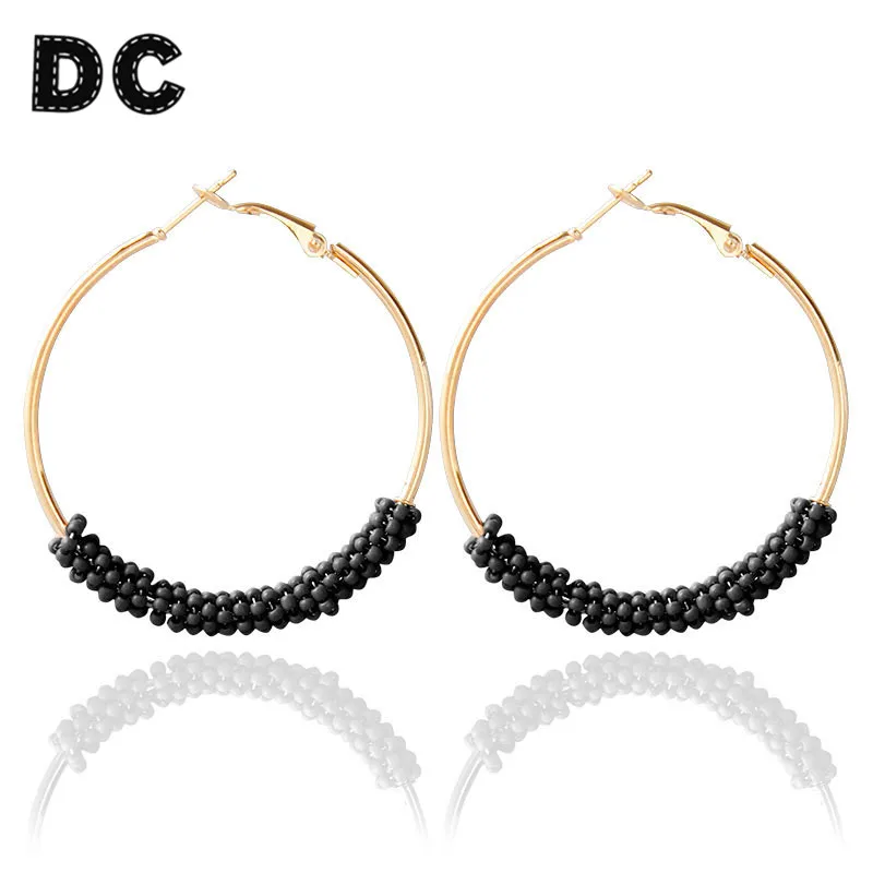 DC 1 пара модные простые маленькие красные зеленые бусины большие круглые серьги