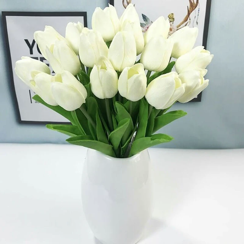 3 шт./партия тюльпаны искусственные цветы настоящий сенсорный Свадебный букет