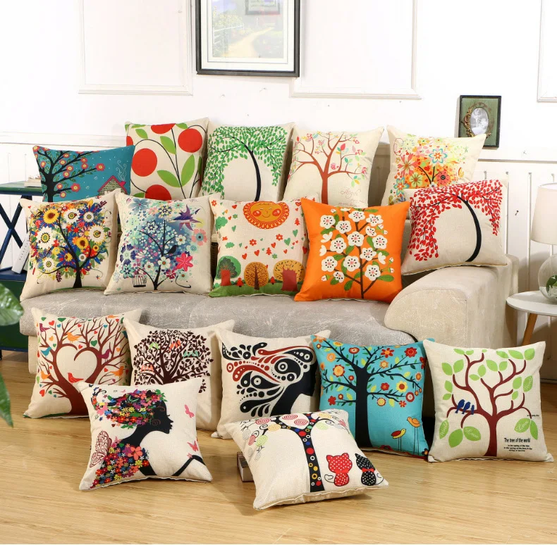 Hot sale Linen fabric cartoon print cool cushion. Sofa and car Detachable cushion 45X45cm | Дом и сад