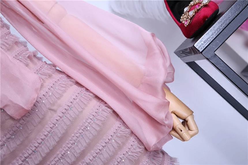 2019 Роскошные Стиль демисезонный для женщин фонари рукава Лук дизайн лоскутное