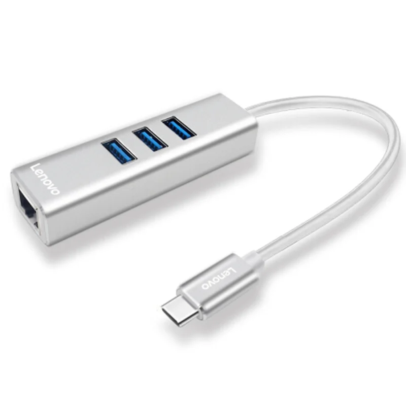 USB концентратор Lenovo 3 Ethernet RJ45 с портом type c на usb порта гигабитный LAN адаптер для