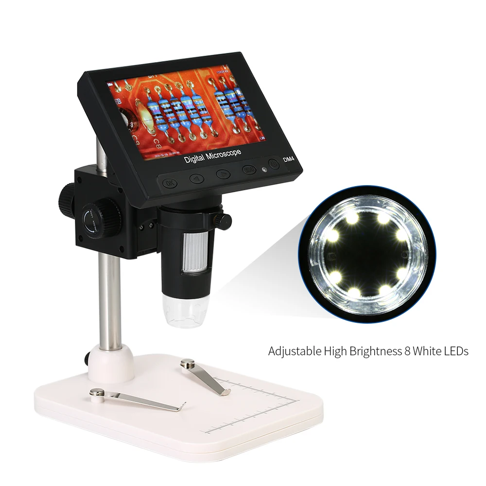 

Portable Digital Microscope 1000X 4.3" 720P Magnifier with Holder for Circuit Board Repair Soldering Tool LED LCD Display