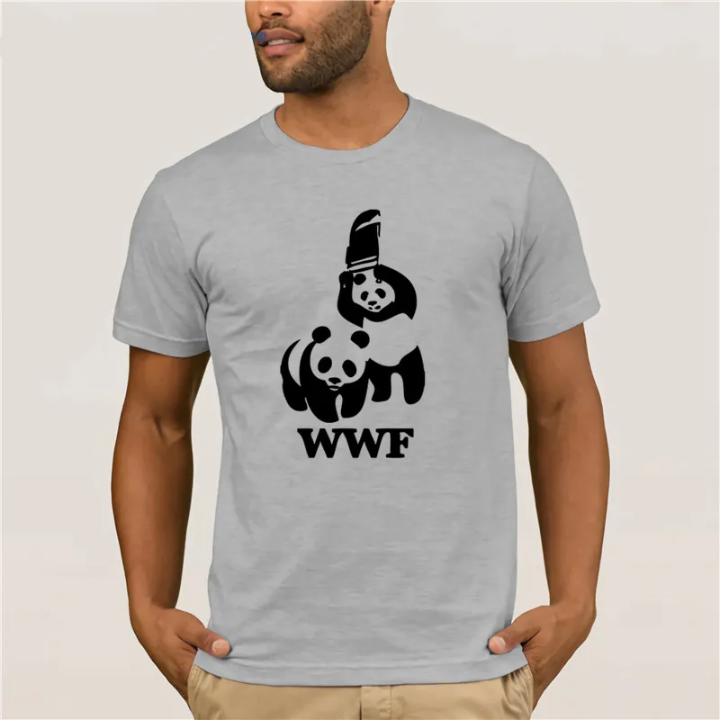 Борьба WWF панда футболки с короткими рукавами и Camiseta футболка для мужчин Летняя
