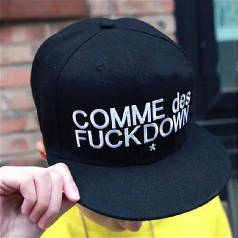 Черный Мужские шапки, бейсболки, вышитые буквы comme des fuckdown, облегающие шляпы, солнцезащитная Кепка для мужчин или женщин, casquette bone reta - Цвет: Черный