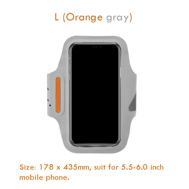 Xiaomi GuildFord спортивный нарукавный Чехол сенсорный экран водонепроницаемый чехол для телефона для бега спортивный пояс сумка для мобильного телефона - Цвет: Orange gray L